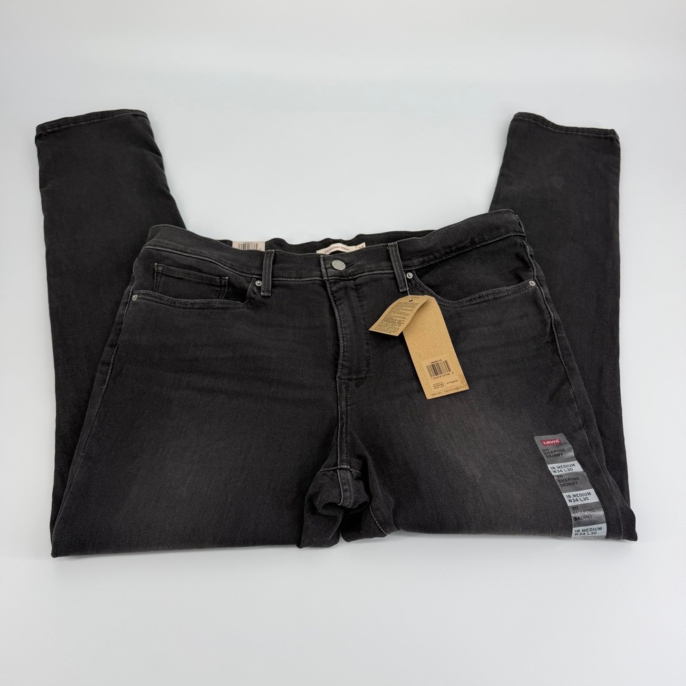Levi's 311 Shaping Skinny Jeans Womens 18 Medium W34 L30 Black NWT Mid Rise - Picture 3 of 14